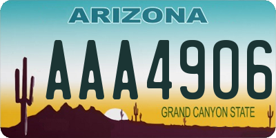 AZ license plate AAA4906