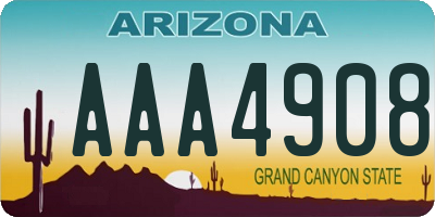 AZ license plate AAA4908