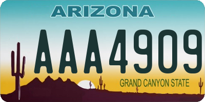 AZ license plate AAA4909