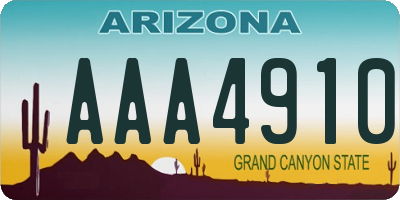 AZ license plate AAA4910