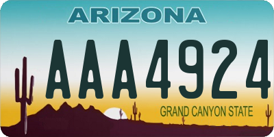 AZ license plate AAA4924