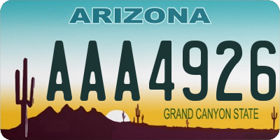 AZ license plate AAA4926