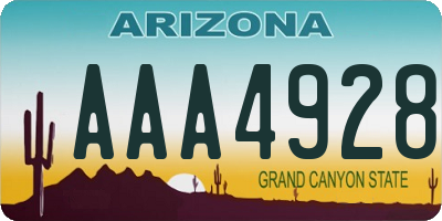 AZ license plate AAA4928