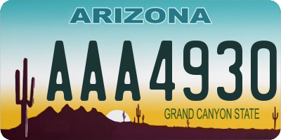 AZ license plate AAA4930