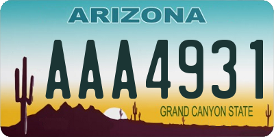 AZ license plate AAA4931