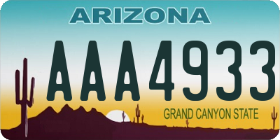 AZ license plate AAA4933