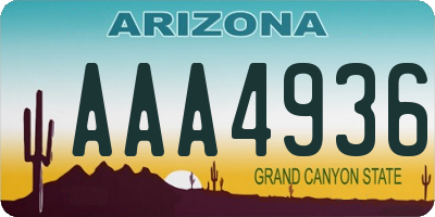 AZ license plate AAA4936