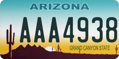 AZ license plate AAA4938