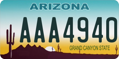 AZ license plate AAA4940