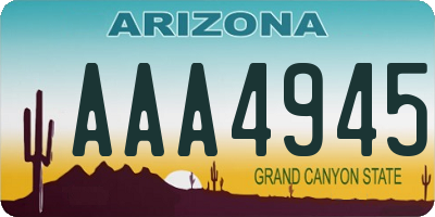 AZ license plate AAA4945