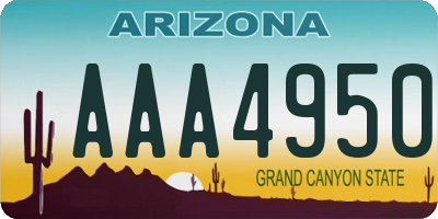 AZ license plate AAA4950