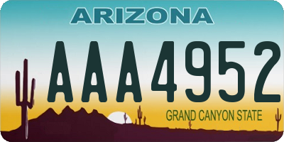 AZ license plate AAA4952