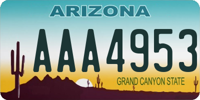 AZ license plate AAA4953