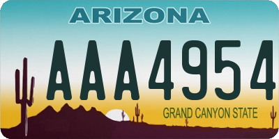 AZ license plate AAA4954