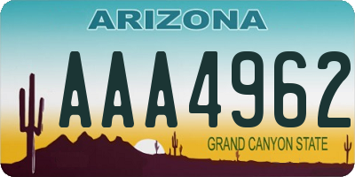 AZ license plate AAA4962