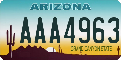AZ license plate AAA4963