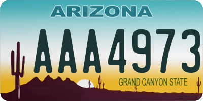 AZ license plate AAA4973