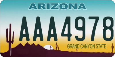 AZ license plate AAA4978