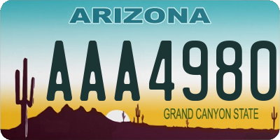 AZ license plate AAA4980