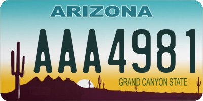 AZ license plate AAA4981