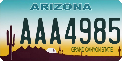 AZ license plate AAA4985