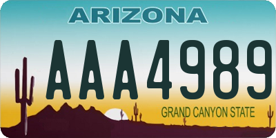 AZ license plate AAA4989