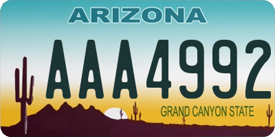 AZ license plate AAA4992