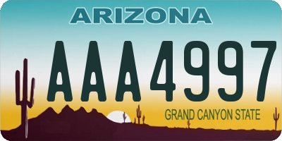 AZ license plate AAA4997