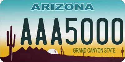 AZ license plate AAA5000