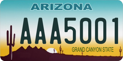 AZ license plate AAA5001