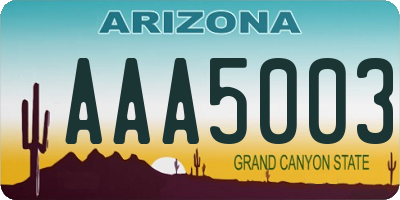 AZ license plate AAA5003