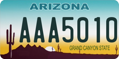 AZ license plate AAA5010