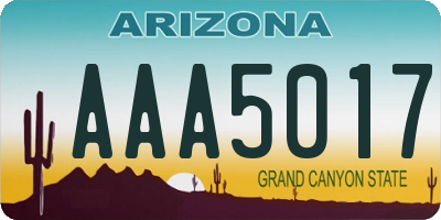 AZ license plate AAA5017