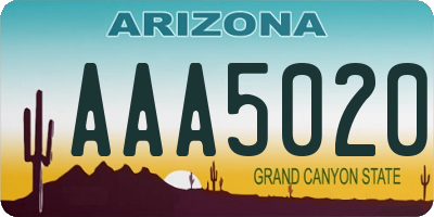 AZ license plate AAA5020