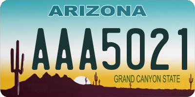 AZ license plate AAA5021