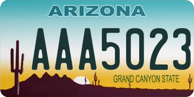 AZ license plate AAA5023