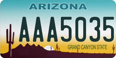 AZ license plate AAA5035