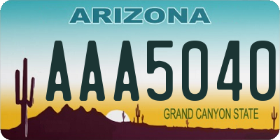 AZ license plate AAA5040