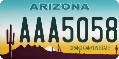 AZ license plate AAA5058