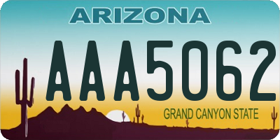 AZ license plate AAA5062