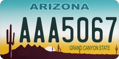 AZ license plate AAA5067