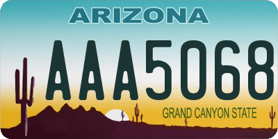 AZ license plate AAA5068