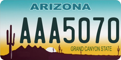 AZ license plate AAA5070