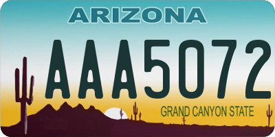 AZ license plate AAA5072