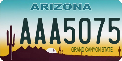 AZ license plate AAA5075