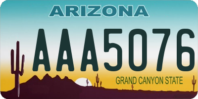 AZ license plate AAA5076