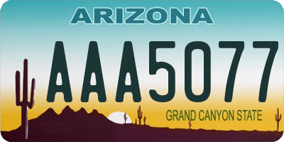 AZ license plate AAA5077