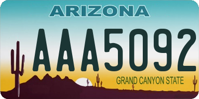 AZ license plate AAA5092