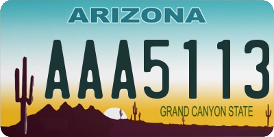 AZ license plate AAA5113