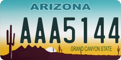 AZ license plate AAA5144